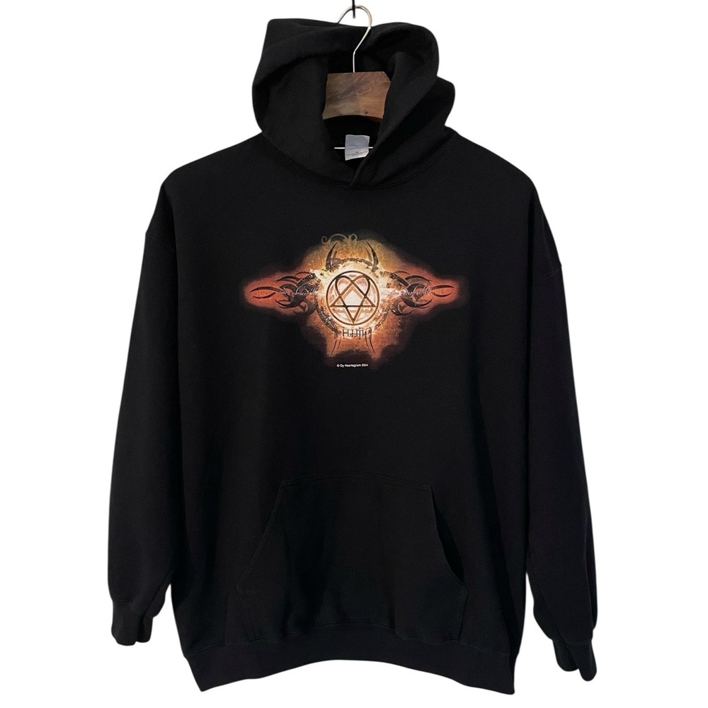 Vtg HIM‎ Heartagram Hoodie Fire Indestructibe Ville Valo Bam Margera 04 Goth XL